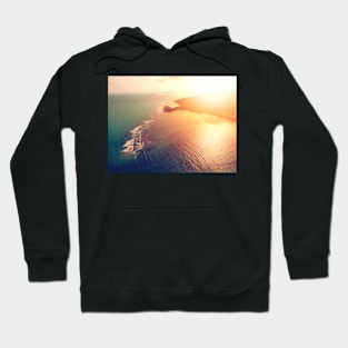 Aerial view of sunset over emerald tropical sea Hoodie